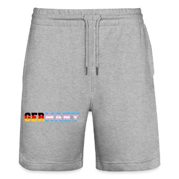 Germany Trans - Stanley/Stella Unisex Bio Joggingshorts Trainer  - Grau meliert - Vorne - Nik (191cm) & Marisol (170cm)