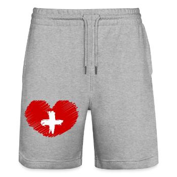 SCHWEIZ SWISS SWITZERLAND EUROPA SPORT FAN - Stanley/Stella Unisex Bio Joggingshorts Trainer  - Grau meliert - Vorne - Nik (191cm) & Marisol (170cm)