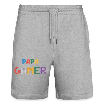Gamer Dad - Stanley/Stella Trainer Unisex Organic Jogging Shorts - heather grey - Front - Nik (191cm) & Marisol (170cm)