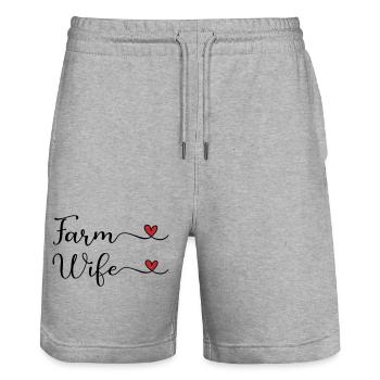 Bauernfrau - Stanley/Stella Unisex Bio Joggingshorts Trainer  - Grau meliert - Vorne - Nik (191cm) & Marisol (170cm)