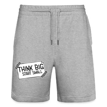 Pensez Grand, Commence, Petit, Motivation, Mentalité, Évolution. - Short de jogging bio TRAINER Stanley/Stella unisexe - gris chiné - Devant - Nik (191cm) & Marisol (170cm)