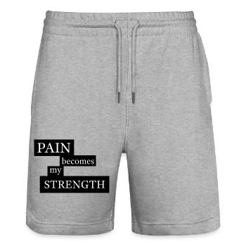 Pain Becomes My Strength - Stanley/Stella Unisex Bio Joggingshorts Trainer  - Grau meliert - Vorne - Nik (191cm) & Marisol (170cm)