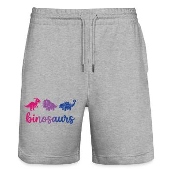 Pride Month LGBTQ - Binosaur - Stanley/Stella Trainer Unisex Organic Jogging Shorts - heather grey - Front - Nik (191cm) & Marisol (170cm)