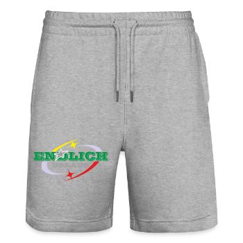 Endlich Urlaub Logo Motiv - Stanley/Stella Unisex Bio Joggingshorts Trainer  - Grau meliert - Vorne - Nik (191cm) & Marisol (170cm)