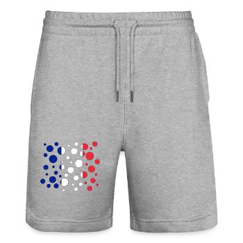 France, France flag, fra, FRA, france - Stanley/Stella Trainer Unisex Organic Jogging Shorts - heather grey - Front - Nik (191cm) & Marisol (170cm)