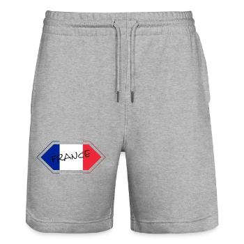 Manuscrit du drapeau français - Short de jogging bio TRAINER Stanley/Stella unisexe - gris chiné - Devant - Nik (191cm) & Marisol (170cm)