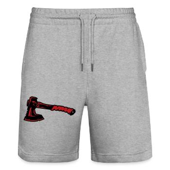 Axt Holzfäller Bushcraft Survival Camping - Stanley/Stella Unisex Bio Joggingshorts Trainer  - Grau meliert - Vorne - Nik (191cm) & Marisol (170cm)
