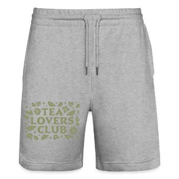 Teeliebhaberin grüne Ästhetik - Stanley/Stella Unisex Bio Joggingshorts Trainer  - Grau meliert - Vorne - Nik (191cm) & Marisol (170cm)