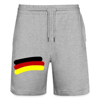 Deutschland Fahne Linie - Stanley/Stella Unisex Bio Joggingshorts Trainer  - Grau meliert - Vorne - Nik (191cm) & Marisol (170cm)