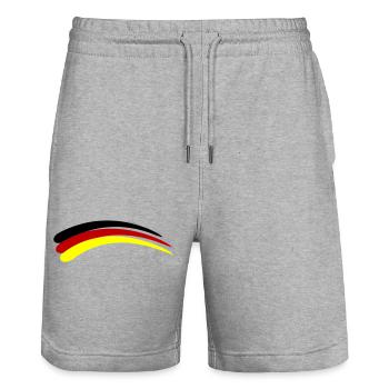 Deutschland Fahne Linie - Stanley/Stella Unisex Bio Joggingshorts Trainer  - Grau meliert - Vorne - Nik (191cm) & Marisol (170cm)