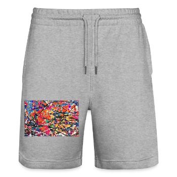 jshrojujs - Stanley/Stella Trainer Unisex Organic Jogging Shorts - heather grey - Front - Nik (191cm) & Marisol (170cm)