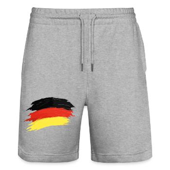 Germany Flag Brushstroke Germany Fan - Stanley/Stella Trainer Unisex Organic Jogging Shorts - heather grey - Front - Nik (191cm) & Marisol (170cm)