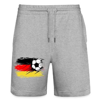 Germany Flag Football used - Stanley/Stella Trainer Unisex Organic Jogging Shorts - heather grey - Front - Nik (191cm) & Marisol (170cm)