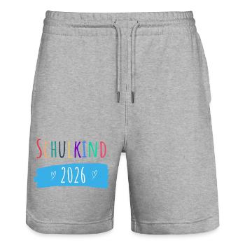 Schulkind 2026 - Stanley/Stella Unisex Bio Joggingshorts Trainer  - Grau meliert - Vorne - Nik (191cm) & Marisol (170cm)