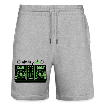 DJ Mixer Mischpult Techno Festival Raver - Stanley/Stella Trainer Unisex Organic Jogging Shorts - heather grey - Front - Nik (191cm) & Marisol (170cm)