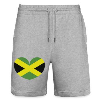 Jamaican flag in the shape of a heart - Stanley/Stella Trainer Unisex Organic Jogging Shorts - heather grey - Front - Nik (191cm) & Marisol (170cm)