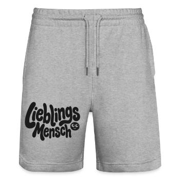 Lieblingsmensch Typo mit Gesicht - Stanley/Stella Unisex Bio Joggingshorts Trainer  - Grau meliert - Vorne - Nik (191cm) & Marisol (170cm)