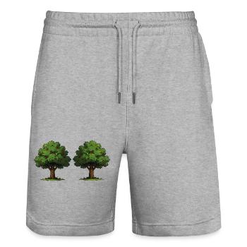 Arbre double avec pommes rouges - Short de jogging bio TRAINER Stanley/Stella unisexe - gris chiné - Devant - Nik (191cm) & Marisol (170cm)