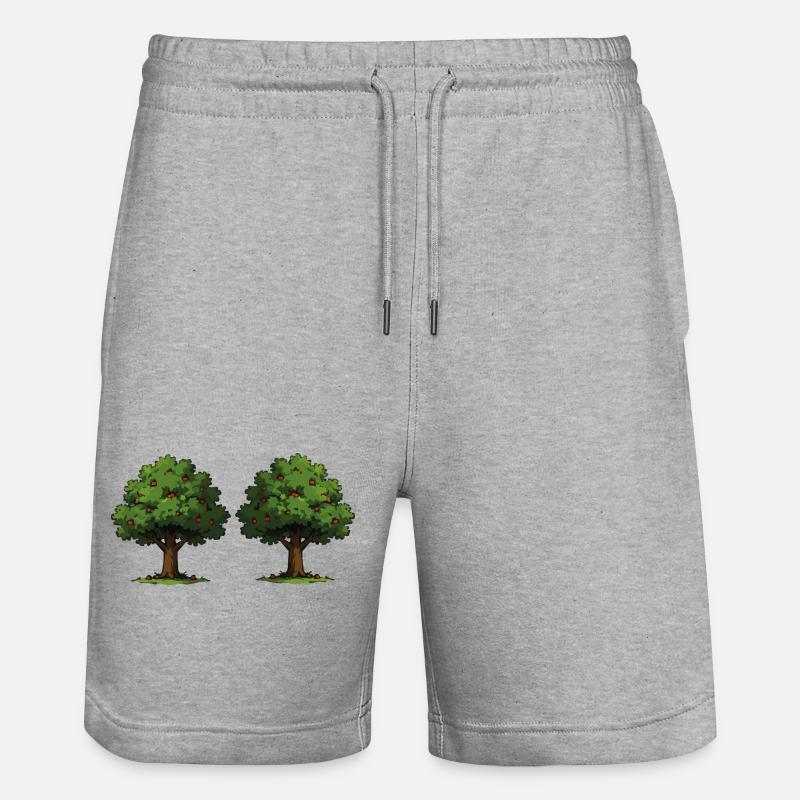 Double tree with red apples - Stanley/Stella Trainer Unisex Organic Jogging Shorts - heather grey