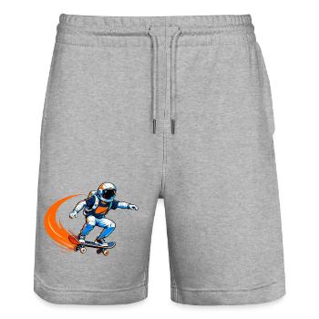 Astronaut Skateboard in Space - Stanley/Stella Trainer Unisex Organic Jogging Shorts - heather grey - Front - Nik (191cm) & Marisol (170cm)