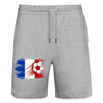 Frankreich Flagge Fußball used - Stanley/Stella Unisex Bio Joggingshorts Trainer  - Grau meliert - Vorne - Nik (191cm) & Marisol (170cm)