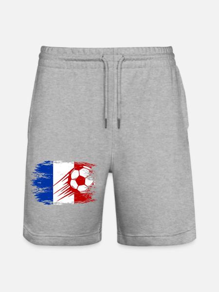 Frankreich Flagge Fußball used - Stanley/Stella Unisex Bio Joggingshorts Trainer - Grau meliert
