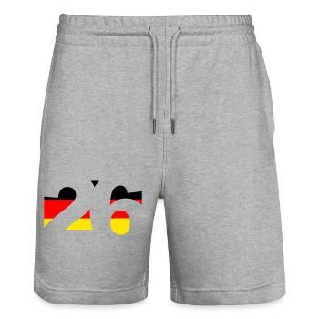 WM26 EN - Stanley/Stella Trainer Unisex Organic Jogging Shorts - heather grey - Front - Nik (191cm) & Marisol (170cm)