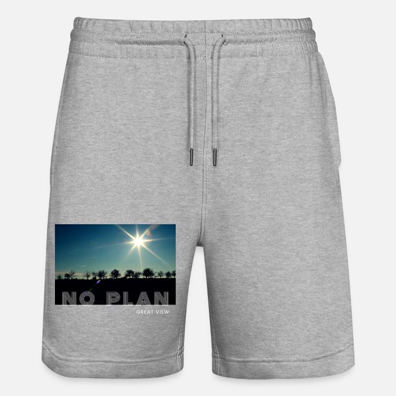 no plan - Stanley/Stella Trainer Unisex Organic Jogging Shorts - heather grey