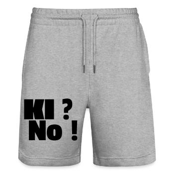 AI ? No ! - Stanley/Stella Trainer Unisex Organic Jogging Shorts - heather grey - Front - Nik (191cm) & Marisol (170cm)
