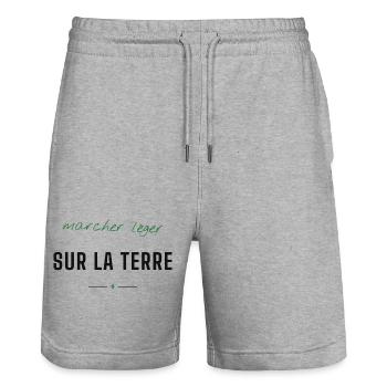 Marcher Léger Sur La Terre - Short de jogging bio TRAINER Stanley/Stella unisexe - gris chiné - Devant - Nik (191cm) & Marisol (170cm)