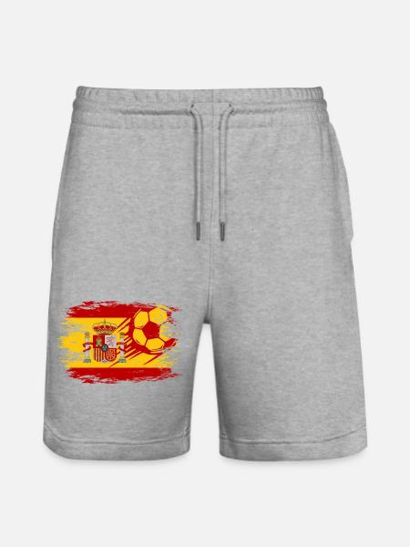 Spanien Flagge Fußball used - Stanley/Stella Unisex Bio Joggingshorts Trainer - Grau meliert