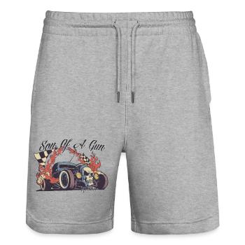 Flammes du Crâne Hot Rod - Short de jogging bio TRAINER Stanley/Stella unisexe - gris chiné - Devant - Nik (191cm) & Marisol (170cm)
