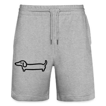 Dackel Line Art – Lustiges Hunde Design - Stanley/Stella Unisex Bio Joggingshorts Trainer  - Grau meliert - Vorne - Nik (191cm) & Marisol (170cm)