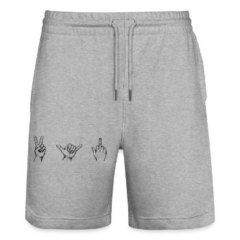 Hand Sign Set Victory Shaka Bachelor Party – Illustration - Stanley/Stella Trainer Unisex Organic Jogging Shorts - heather grey - Front - Nik (191cm) & Marisol (170cm)
