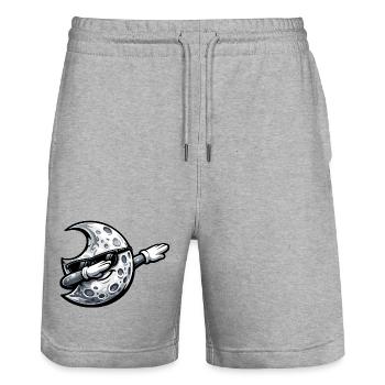 Dabbing Mond Moon Weltall Space Design - Stanley/Stella Trainer Unisex Organic Jogging Shorts - heather grey - Front - Nik (191cm) & Marisol (170cm)