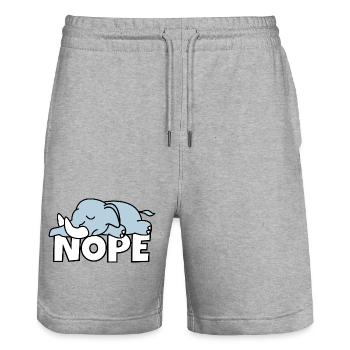Lazy Elephant Nope Not Today Lazy Africa - Stanley/Stella Trainer Unisex Organic Jogging Shorts - heather grey - Front - Nik (191cm) & Marisol (170cm)