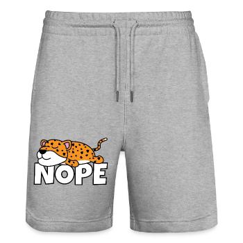 Lazy Leopard Nope Not Today Lazy Africa - Stanley/Stella Trainer Unisex Organic Jogging Shorts - heather grey - Front - Nik (191cm) & Marisol (170cm)