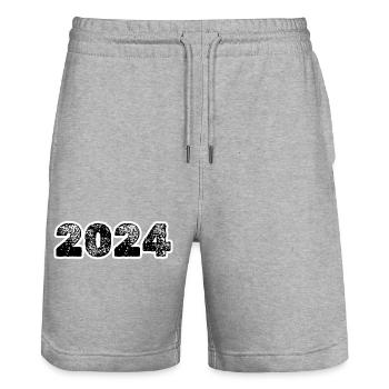 2024 - Stanley/Stella Unisex Bio Joggingshorts Trainer  - Grau meliert - Vorne - Nik (191cm) & Marisol (170cm)