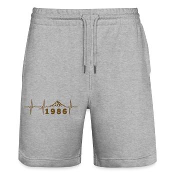 Animal Fun 40 Years Forties Gift Party 1986 - Stanley/Stella Trainer Unisex Organic Jogging Shorts - heather grey - Front - Nik (191cm) & Marisol (170cm)