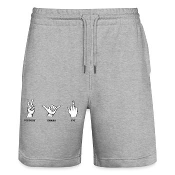 Victory Shaka FU Handzeichen Set – Illustration - Stanley/Stella Unisex Bio Joggingshorts Trainer  - Grau meliert - Vorne - Nik (191cm) & Marisol (170cm)