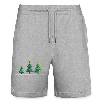 Weihnachtliche Tannen Trio - Stanley/Stella Unisex Bio Joggingshorts Trainer  - Grau meliert - Vorne - Nik (191cm) & Marisol (170cm)