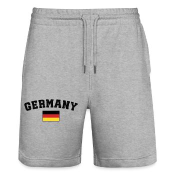 Deutsche deutsche Flagge - Stanley/Stella Unisex Bio Joggingshorts Trainer  - Grau meliert - Vorne - Nik (191cm) & Marisol (170cm)