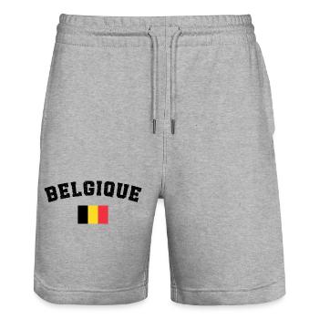 Drapeau de la Belgique équipe de belgique  - Short de jogging bio TRAINER Stanley/Stella unisexe - gris chiné - Devant - Nik (191cm) & Marisol (170cm)