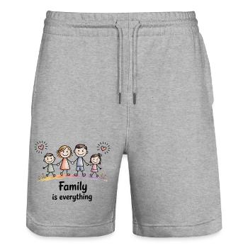 La famille, c’est tout - Short de jogging bio TRAINER Stanley/Stella unisexe - gris chiné - Devant - Nik (191cm) & Marisol (170cm)
