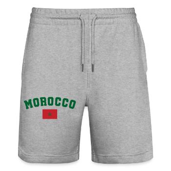 Maroc morocco - Short de jogging bio TRAINER Stanley/Stella unisexe - gris chiné - Devant - Nik (191cm) & Marisol (170cm)