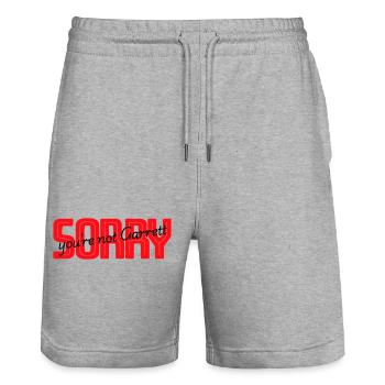 Sorry you are not Garrett - Stanley/Stella Trainer Unisex Organic Jogging Shorts - heather grey - Front - Nik (191cm) & Marisol (170cm)