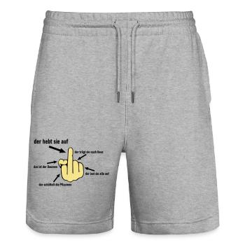 Mittelfinger hebt sie auf - Stanley/Stella Unisex Bio Joggingshorts Trainer  - Grau meliert - Vorne - Nik (191cm) & Marisol (170cm)