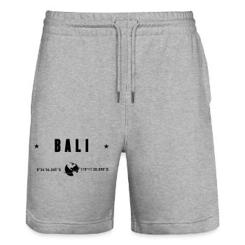Bali Indonesia Coordinates Gps Globe - Stanley/Stella Trainer Unisex Organic Jogging Shorts - heather grey - Front - Nik (191cm) & Marisol (170cm)