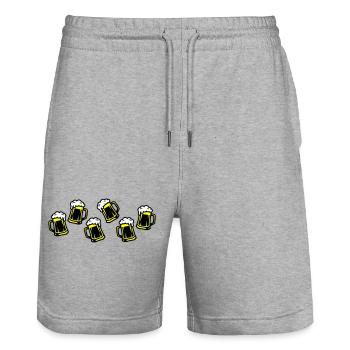 Bière, Bière, Verre de bière, Tasse de bière - Short de jogging bio TRAINER Stanley/Stella unisexe - gris chiné - Devant - Nik (191cm) & Marisol (170cm)