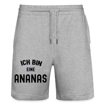 ICH BIN EINE ANANAS Karneval Kostüm Fasching - Stanley/Stella Unisex Bio Joggingshorts Trainer  - Grau meliert - Vorne - Nik (191cm) & Marisol (170cm)